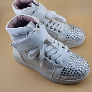 Lauren Lorraine White Rhinestone High-Top Sneakers
